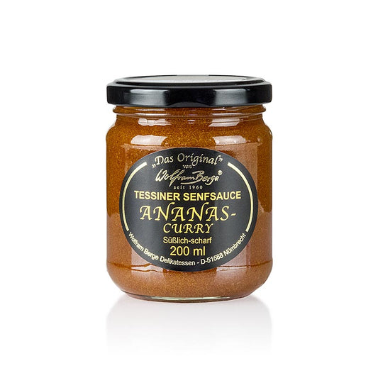 200 ml fles Original Ticino ananas kerrie mosterdsaus van Wolfram Berge