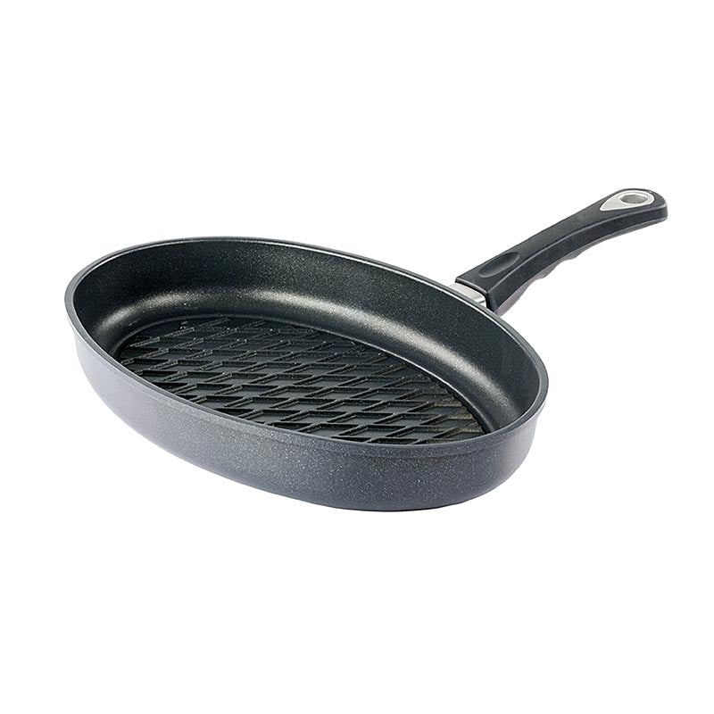 AMT Gastroguss, grillpan, ovaal, inductie, met BBQ-ruitpatroon 35x24cm, 1 stuk