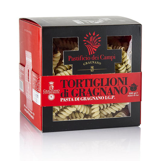 500 g pack of Pastificio dei Campi No24 Tortiglioni, Pasta di Gragnano, IGP/PDO, made in Italy