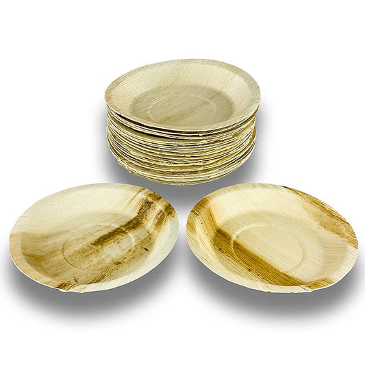 Wegwerp palmbladborden, rond, ca. ø 24 cm, 100% composteerbaar, 25 stuks