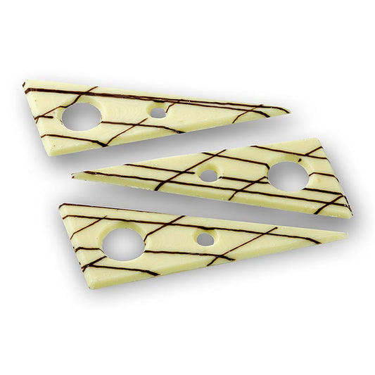 Decoratieversiering "Tramontana" - driehoekig, geperforeerd, witte chocolade, gestreept, 690 g, 131 stuks