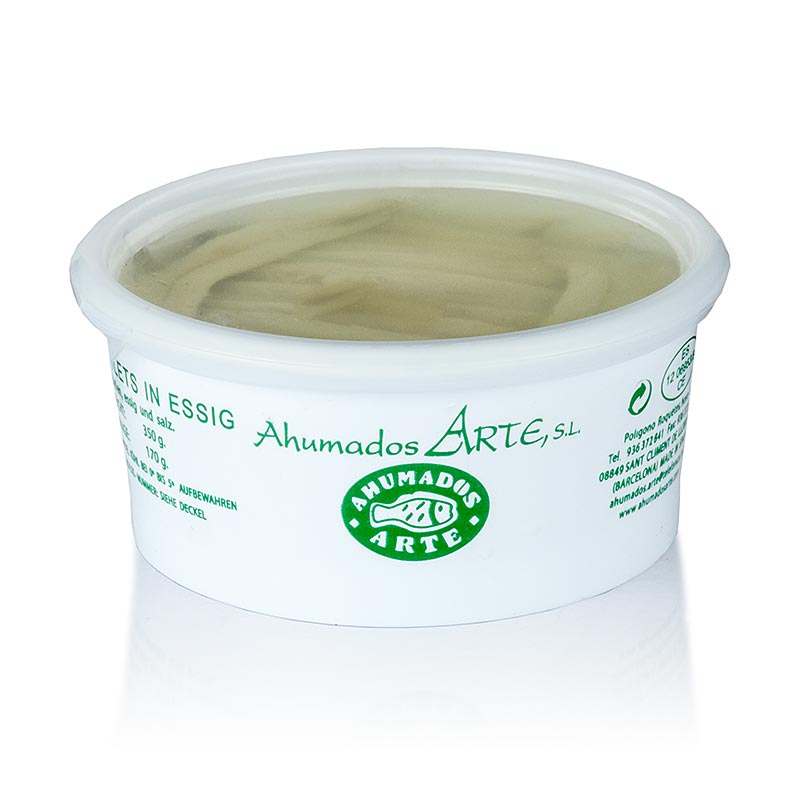 Foto van een potje witte ansjovisfilets, 350 g, in azijn gepekeld, van hoge kwaliteit
