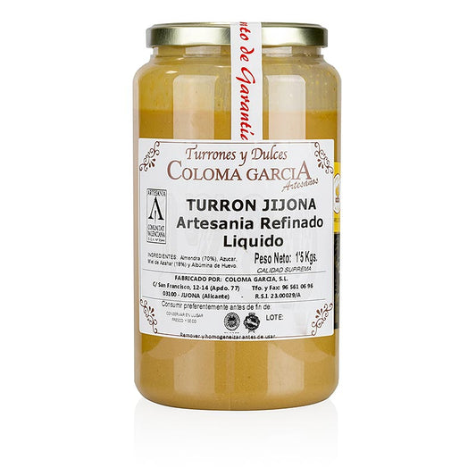 Spaanse turron - gemaakt van amandelen, vloeibaar, Turron Liquido de Jijona, 15 kg - traditionele Spaanse zoete lekkernij van amandelen, in vloeibare vorm, 15 kg verpakking