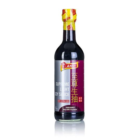 Sojasaus - Surpreme Light, Amoy, lichte, 500 ml fles voor een milde en smaakvolle toevoeging aan Aziatische gerechten