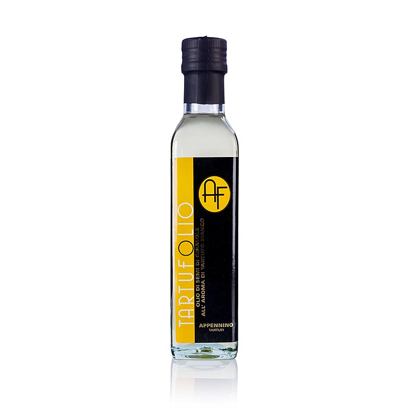 250 ml bottle of Appennino Zonnebloemolie met witte truffelsmaak (truffelolie) with white truffle flavor, perfect for enhancing dishes with a rich, earthy taste