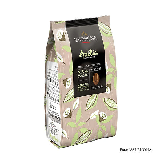 Valrhona Azélia, hazelnootcouverture, 35%, callets, 3 kg