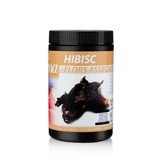 Whole dried hibiscus flowers in a 100g package by Sosa, product number 38731