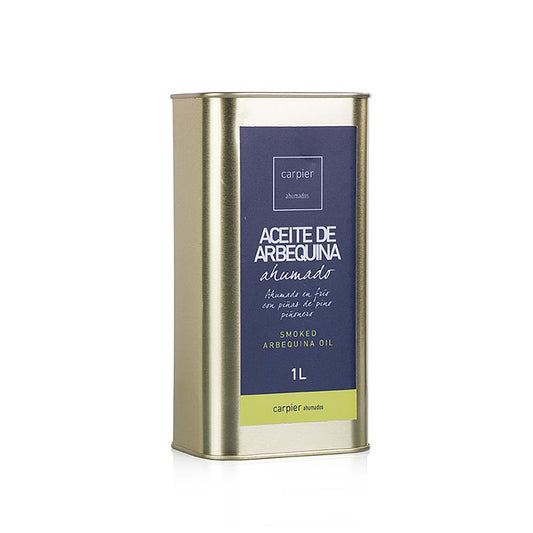 Extra olijfolie van eerste persing, Carpier, gerookt, Arbequina, 1 liter - hoogwaardige gerookte olijfolie van de eerste persing, perfect voor het verrijken van gerechten, 1 liter fles