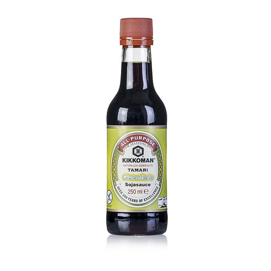 Sojasaus - Tamari, Kikkoman, glutenvrij, Japan, 250 ml - traditional gluten-free Japanese soy sauce in a 250 ml bottle
