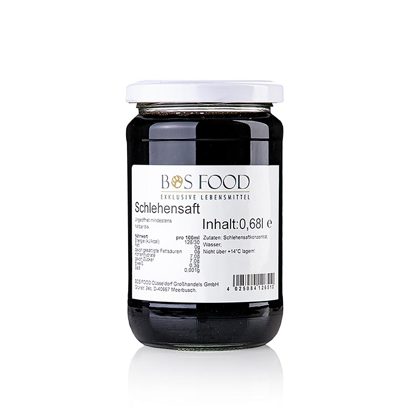 BOS FOOD sleedoornsiroop, puur en ongezoet, 680 ml