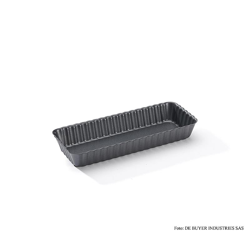deBUYER Taartvorm, rechthoekig, 20x8cm, met uitneembare bodem, 1 st. bodem, 1 st