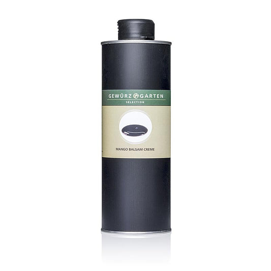 500 ml bottle of Gewürzgarten Mango Balsem Crème, a flavorful and aromatic vinegar preparation for culinary use