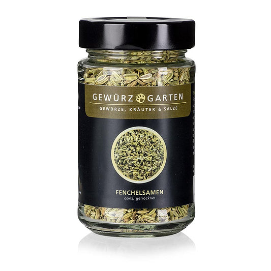 Organically grown whole fennel seeds in a vibrant 80g Spice Garden Venkelzaad packaging