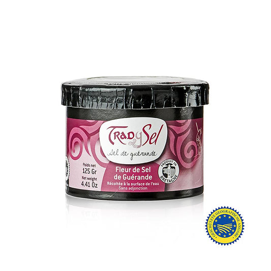 125 g of TradySel Fleur de Sel from Guerande, France, a BGA-certified product