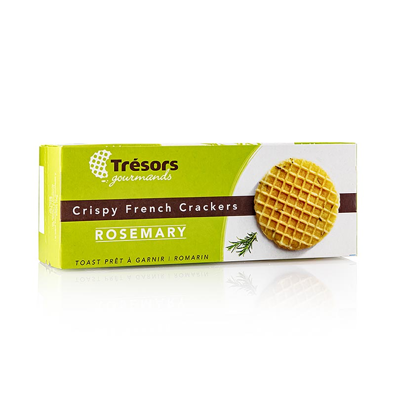 Barsnack Tresors - Knapperige Franse mini-wafelcrackers met rozemarijn, 95 g