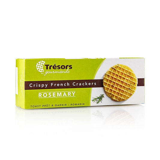 Barsnack Tresors - Knapperige Franse mini-wafelcrackers met rozemarijn, 95 g