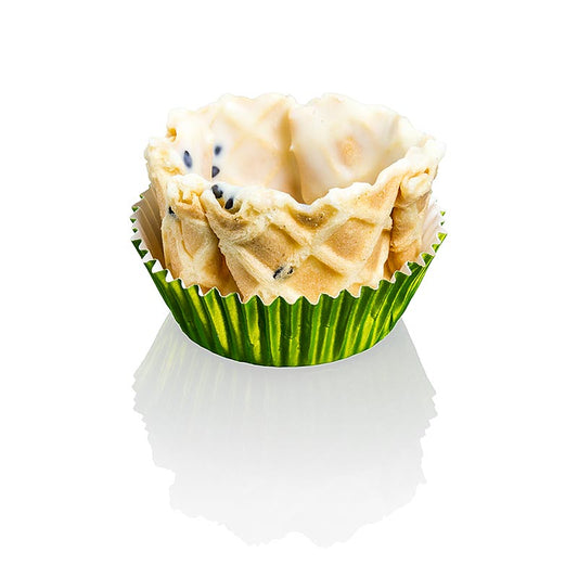Waffle basket with black sesame seeds, coated, 40mm diameter x 25mm height, 120 pieces - ideal for serving desserts and snacks