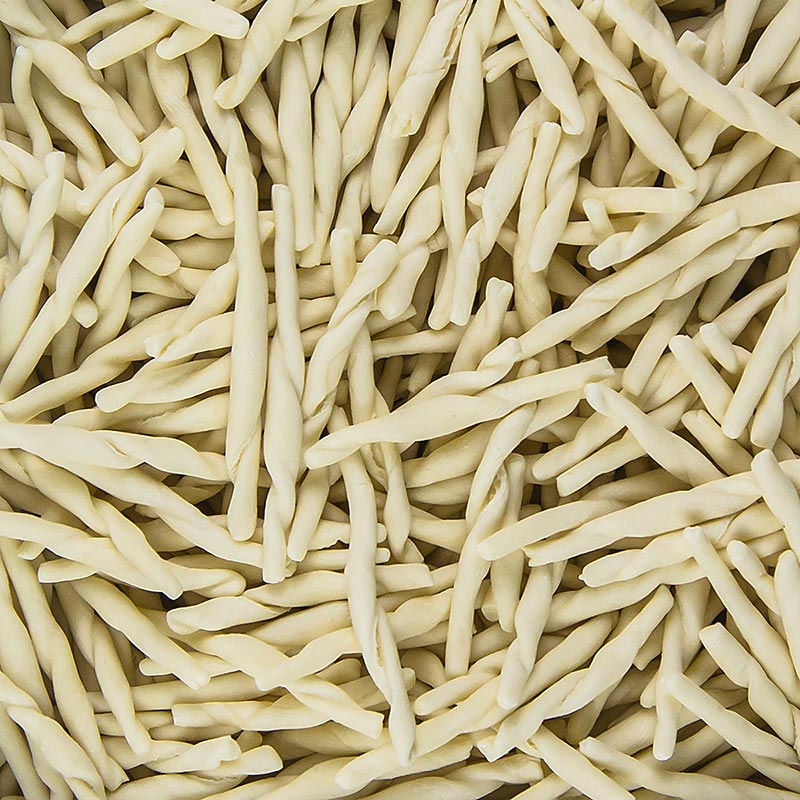 Close-up of Morelli 1860 Trofie, Germe di Grano pasta with tarwekiemen showing its texture and shape