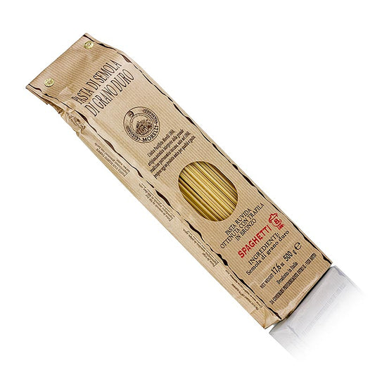 Verpakte Morelli 1860 Spaghetti, 500 g, een heerlijke en authentieke Italiaanse pastaproduct