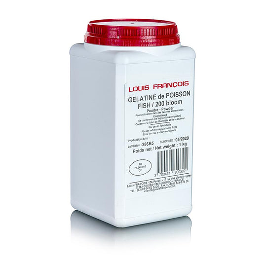 Gelatinepoeder, uit vis, 200 Bloom, Louis Francois, 1 kg, ideaal voor het maken van heerlijke desserts en gebak