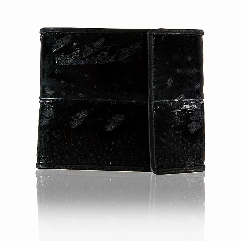 Creditcardhouder voor 6 creditcards, met drukknoop, steur-/rundleer, zwart, 11x9x2cm, 1 stuk