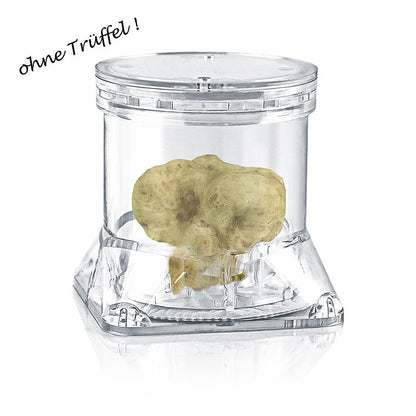 Tuber-Pack® truffelcontainer, transparante kunststof container met vlies en een diameter van 7 cm en een hoogte van 7 cm, verpakking van 1 stuk