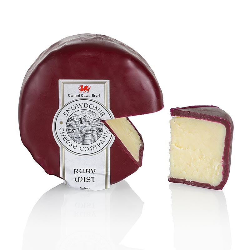 Snowdonia - Ruby Mist, cheddarkaas met port en brandy, roodbruine was, 200 g - Een smakelijke kaas met een mix van port en brandy, omhuld met een roodbruine was, 200 g