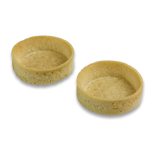 Glutenvrije snack tartelettes van Filigrano, rond van vorm, met een diameter van 53cm en een hoogte van 17mm, verpakt in een doos van 144 stuks