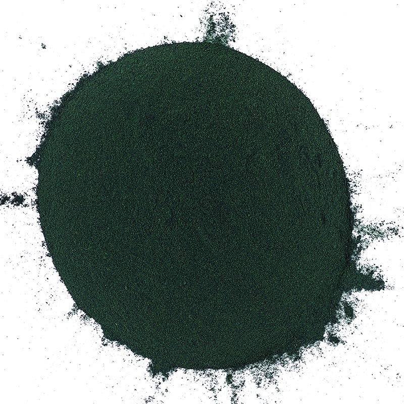Organic 500g ground Spirulina platensis (blue-green algae) superfood product