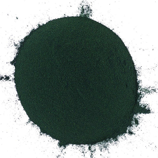 Organic 500g ground Spirulina platensis (blue-green algae) superfood product