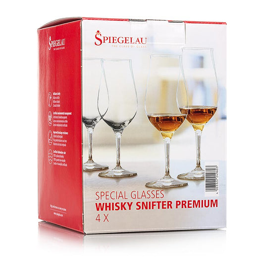 Set of 4 premium Spiegelau whisky glasses, non-perforated snifters for enjoying fine spirits