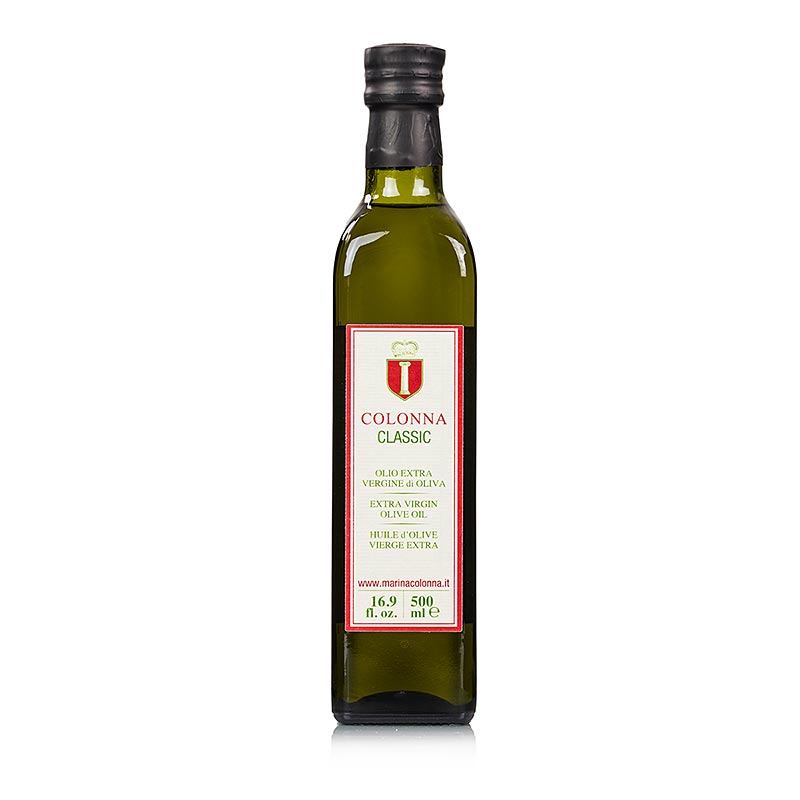 500 ml bottle of Marina Colonna Classic Blend Extra Virgin Olive Oil, delicately fruity, first cold pressed