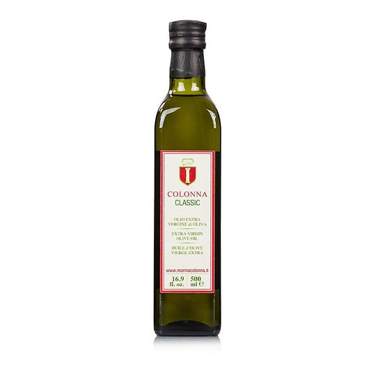 500 ml bottle of Marina Colonna Classic Blend Extra Virgin Olive Oil, delicately fruity, first cold pressed
