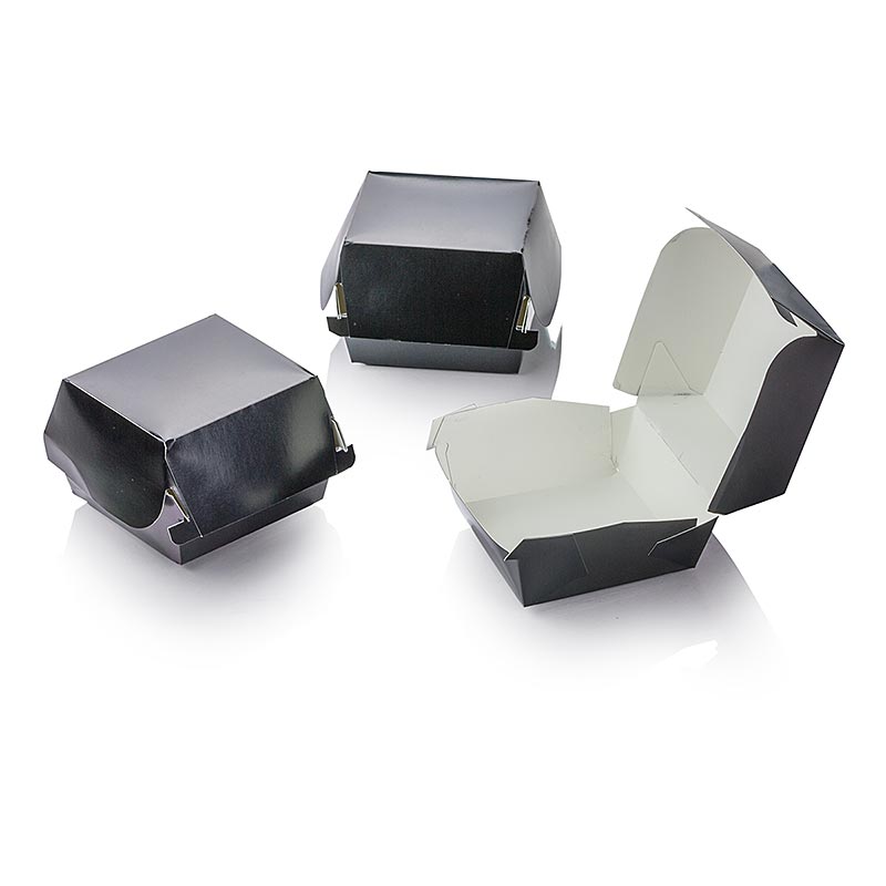 Hamburgerkartonnen dozen "Mini", zwart, 90x80x50mm, 100% Chef, 100 stuks