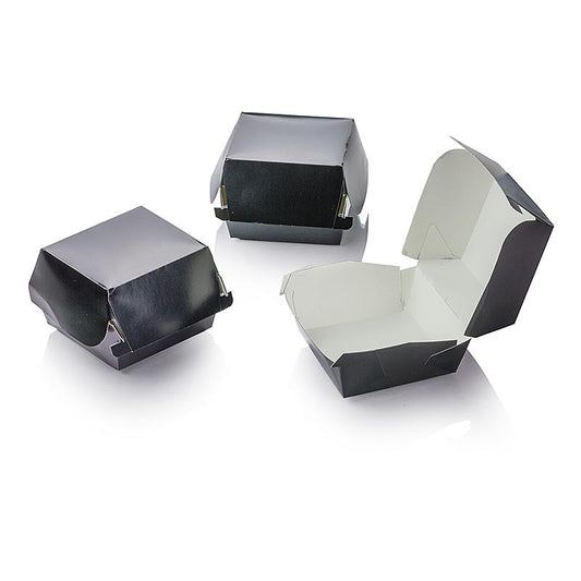 Hamburgerkartonnen dozen "Mini", zwart, 90x80x50mm, 100% Chef, 100 stuks