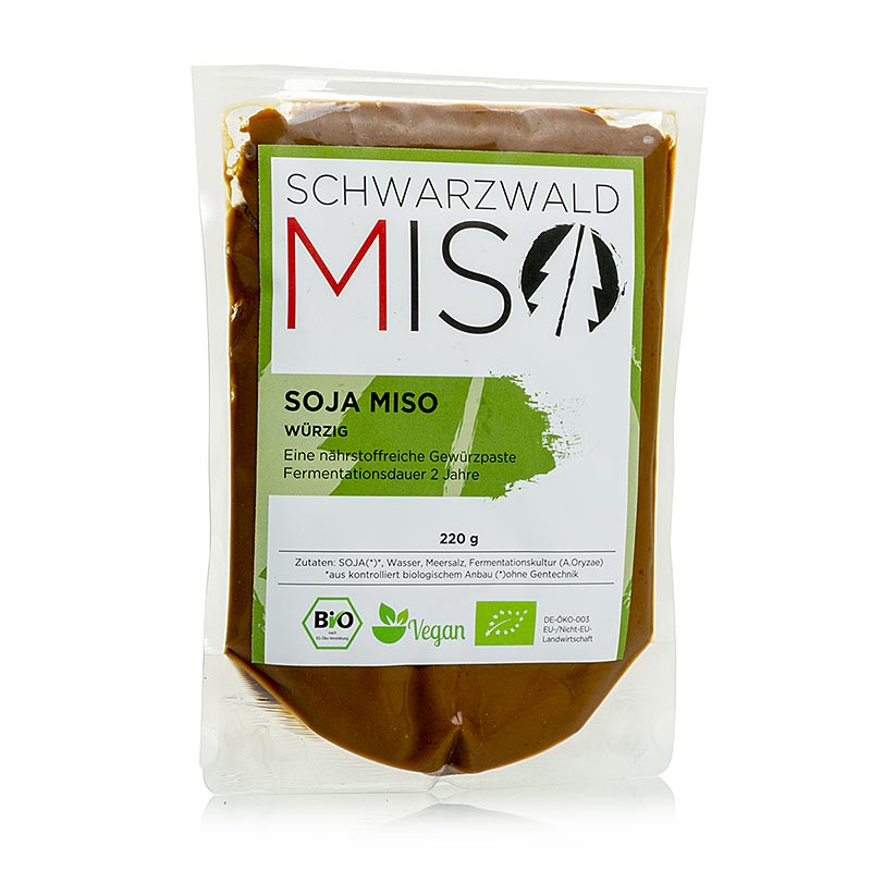 Miso sojapasta, pittig, biologisch, 220 g, gemaakt van Black Forest Miso, een smaakvolle en gezonde toevoeging aan diverse gerechten