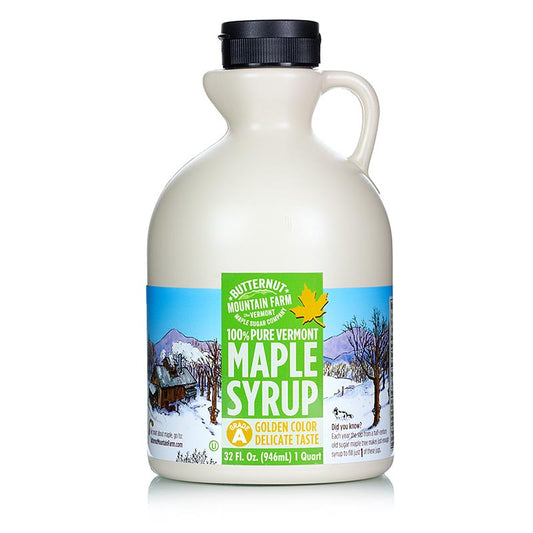 Organic Ahornsiroop - Golden, Vermont, 946 ml, pure maple syrup in a classic glass bottle