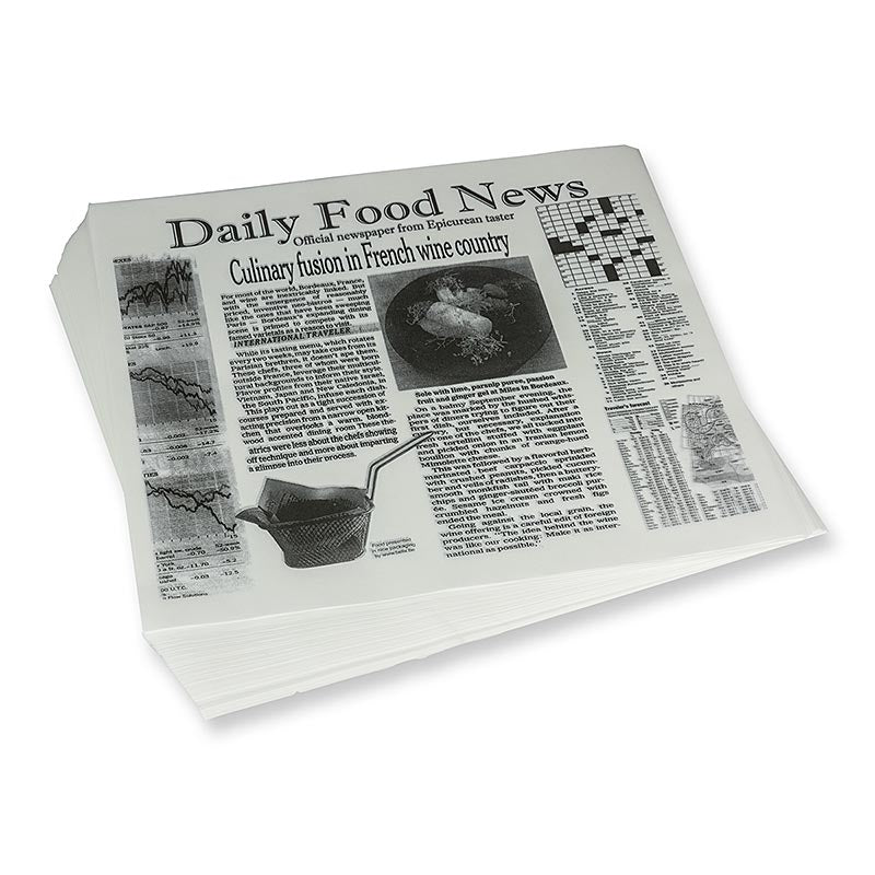 Wegwerp snackpapier met krantenprint, ca. 310 x 285 mm, Daily News, 500 vellen