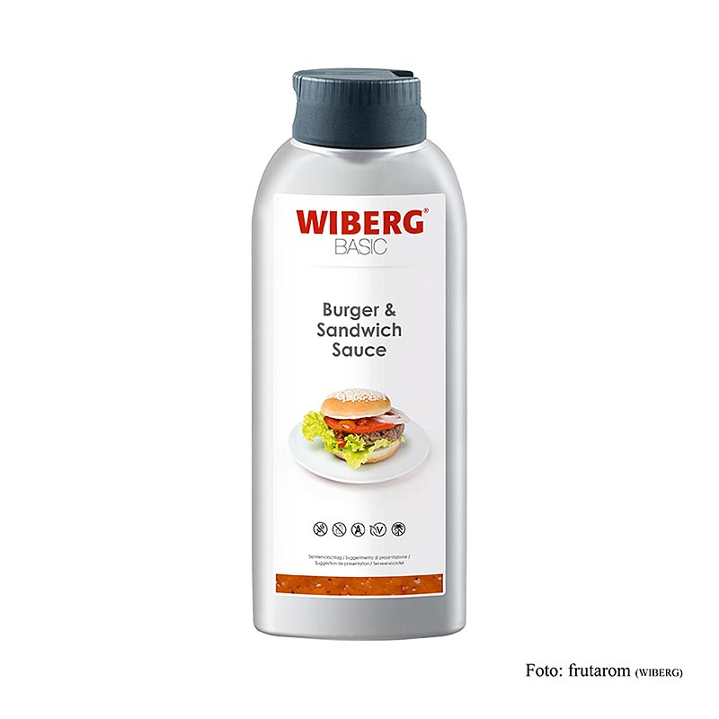 alt=695 ml bottle of WIBERG hamburger and sandwich sauce, perfect for adding a delicious and creamy flavor to your favorite burgers and sandwiches