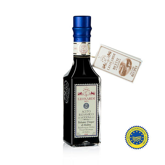 250 ml bottle of 2-year aged Aceto Balsamico di Modena IGP/PGI, produced by Leonardi