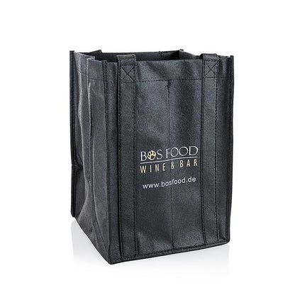 Greenbag draagtas voor 4 flessen, zwart, met BOS FOOD-logo, 1 stuk