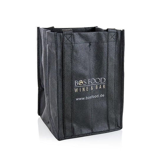 Greenbag draagtas voor 4 flessen, zwart, met BOS FOOD-logo, 1 stuk