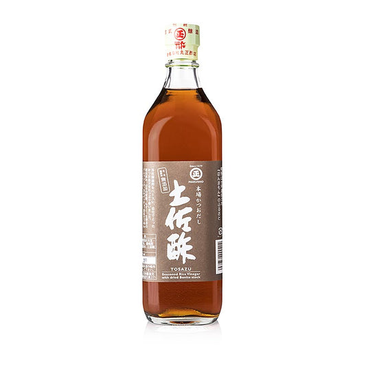Marusho Tosazu Dashi Azijn, a 700 ml bottle of Japanese herb-infused sauce