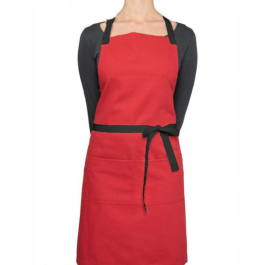 Fairtrade schort in rood en zwart van 86 cm lang, van het merk Kaya & Kato, 1 stuk