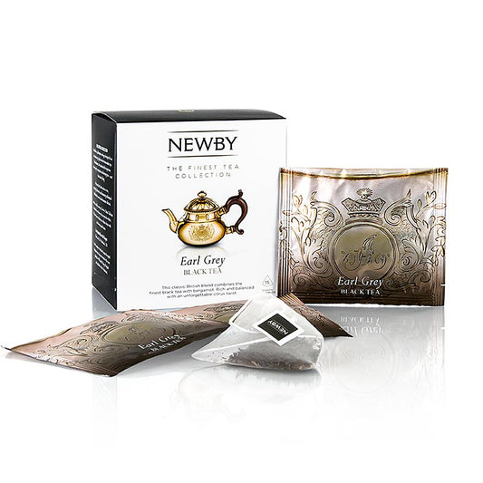 Newby Tea Earl Grey, zwarte thee, 37,5 g, 15 st - Verfijnde zwarte thee met een vleugje bergamot, verpakt in individuele theezakjes van 37,5 g, in een doos van 15 stuks