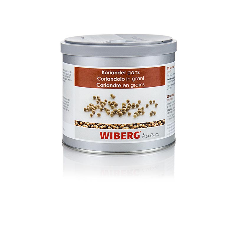 Wiberg koriander, heel, 160 g - verpakte kruidenproduct in doorzichtige verpakking