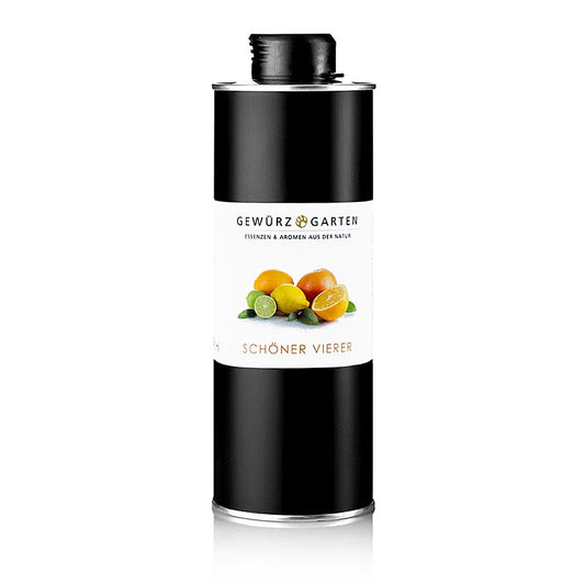 Gewürzgarten Schöner Vierer sinaasappel/citroengrasolie in olijfolie, 500 ml - product afbeelding voor gebruik in de keuken of als cadeau voor fijnproevers