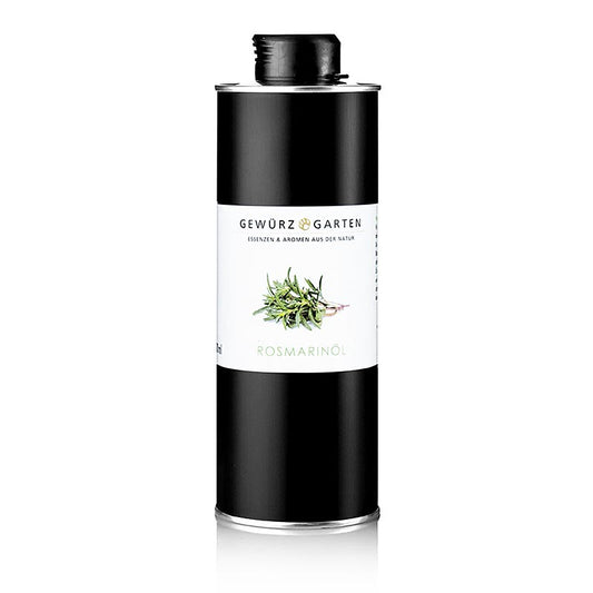 500 ml bottle of Gewürzgarten rozemarijnolie in koolzaadolie, a flavorful blend of rosemary oil infused in rapeseed oil for cooking and seasoning