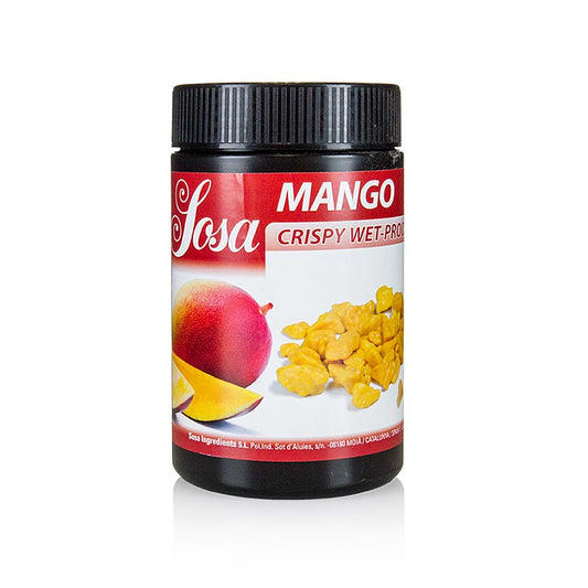 Zak met 400 g Sosa Crispy - Mango, nat proof, bedekt met cacaoboter (38782)