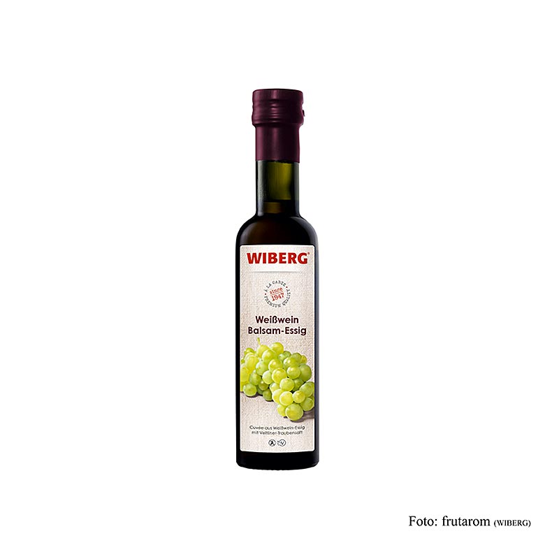 Wiberg witte wijn balsamico azijn, with a 6% zuurgraad, 250 ml bottle, perfect for enhancing the flavor of your favorite dishes